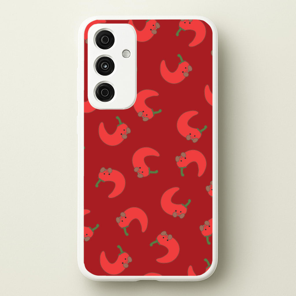 Red Chilli Pattern - Plushy Phone Case for Galaxy A55