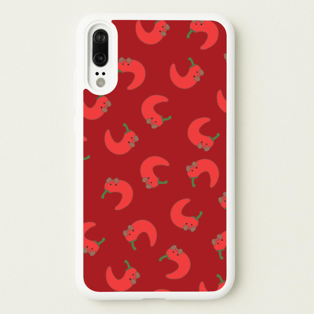 Red Chilli Pattern - Plushy Phone Case for Huawei P20