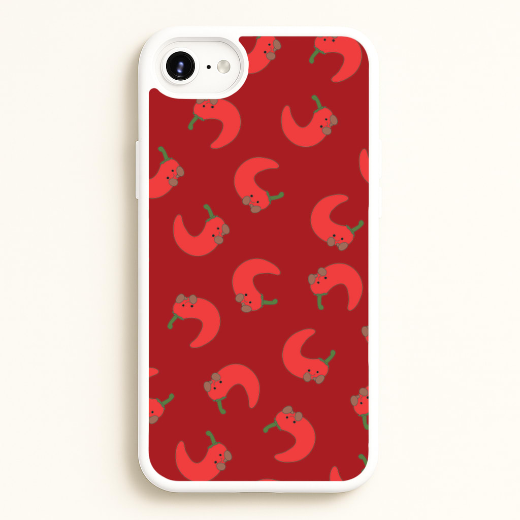Red Chilli Pattern - Plushy Phone Case for iPhone 6 Plus / 7 Plus / 8 Plus