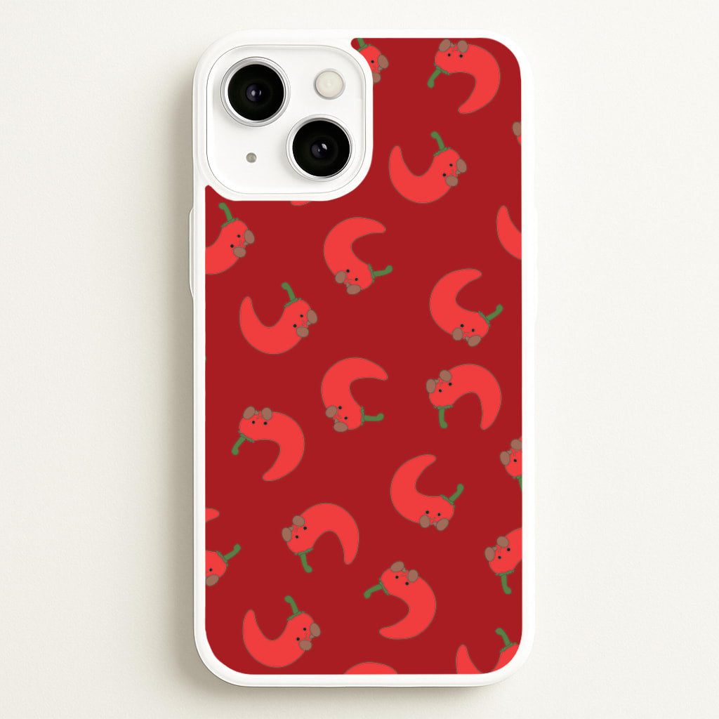 Red Chilli Pattern - Plushy Phone Case for iPhone 13 Mini