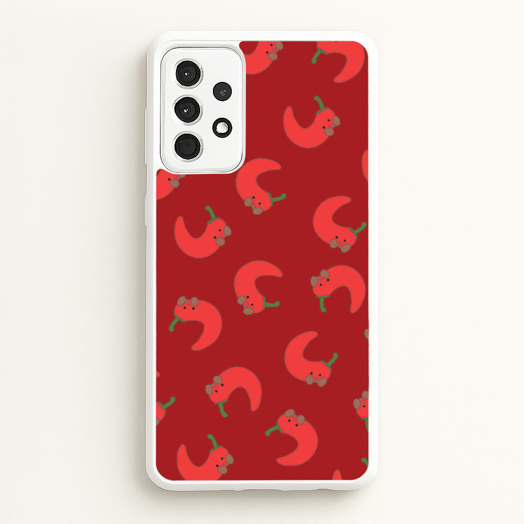 Red Chilli Pattern - Plushy Phone Case for Galaxy A52 / A52s