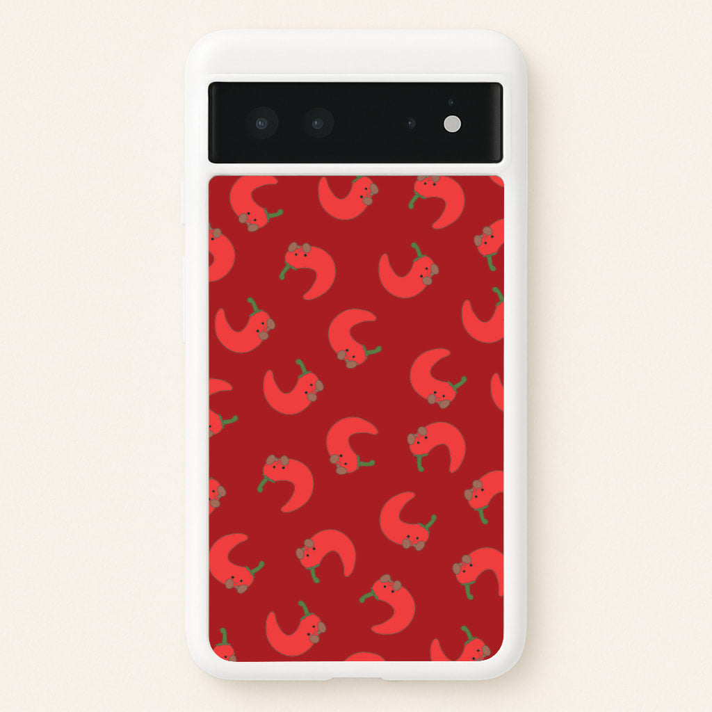 Red Chilli Pattern - Plushy Phone Case for Google Pixel 6