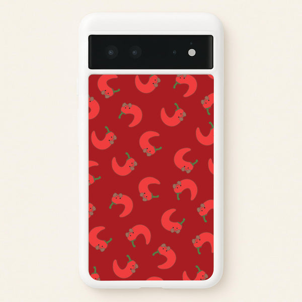 Red Chilli Pattern - Plushy Phone Case for Google Pixel 6
