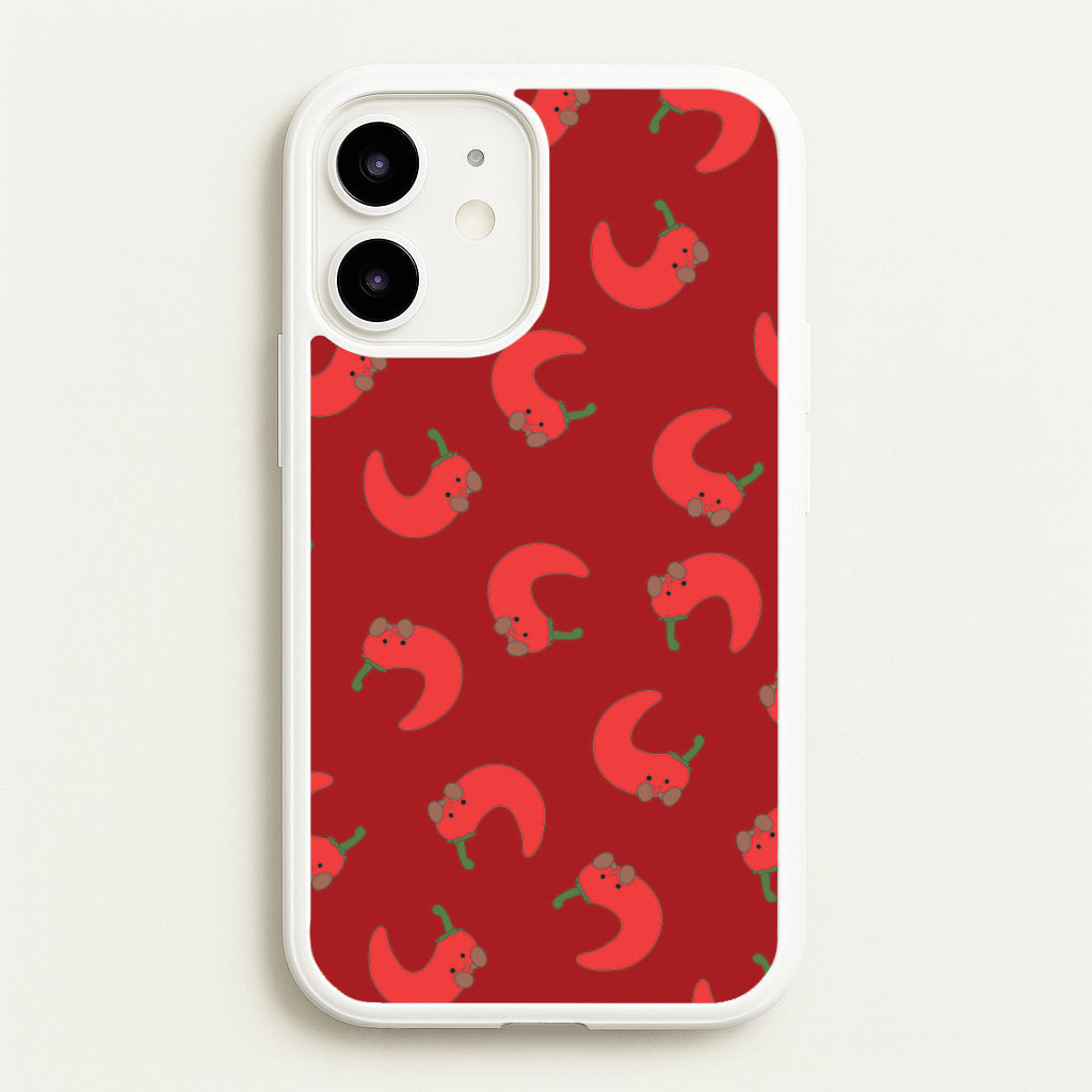 Red Chilli Pattern - Plushy Phone Case for iPhone 12 / 12 Pro