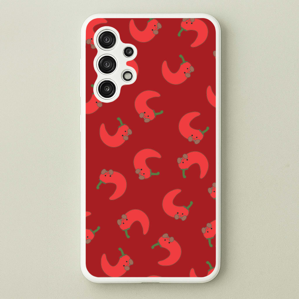 Red Chilli Pattern - Plushy Phone Case for Galaxy A13