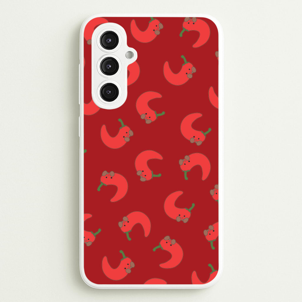 Red Chilli Pattern - Plushy Phone Case for Galaxy S23FE