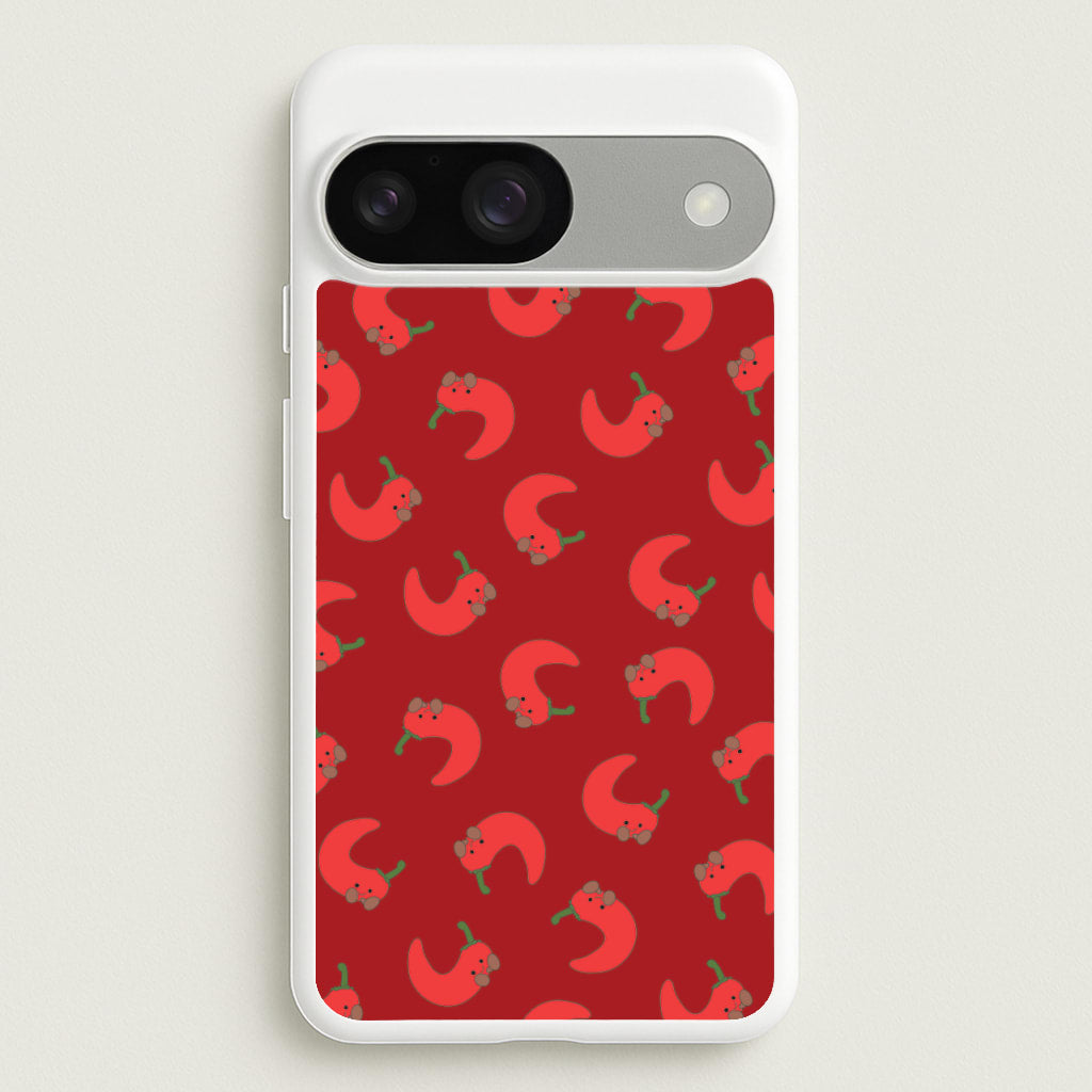 Red Chilli Pattern - Plushy Phone Case for Google Pixel 9 / 9 Pro