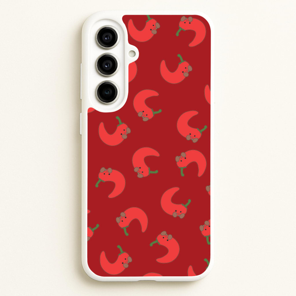 Red Chilli Pattern - Plushy Phone Case for Galaxy A56