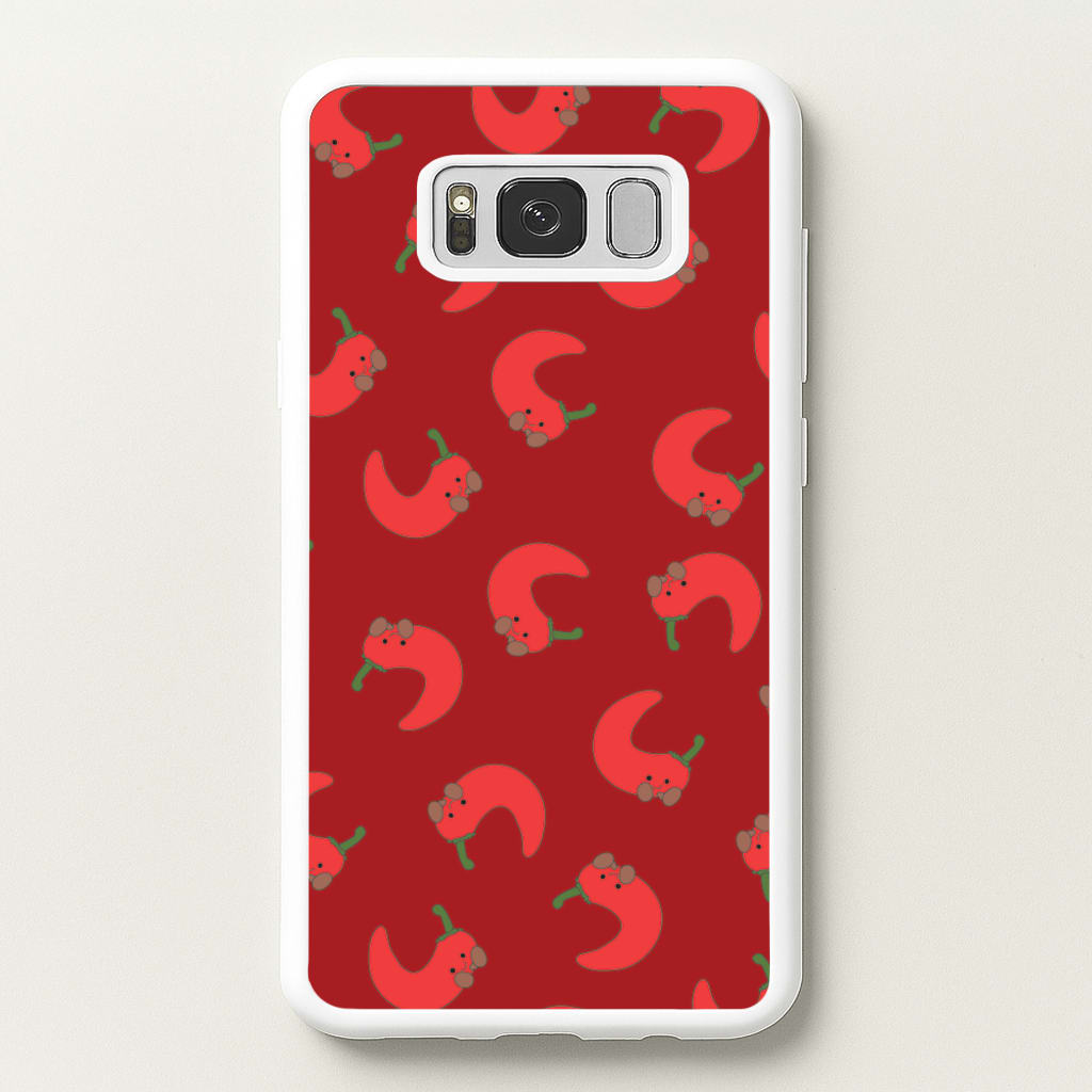 Red Chilli Pattern - Plushy Phone Case for Galaxy S8