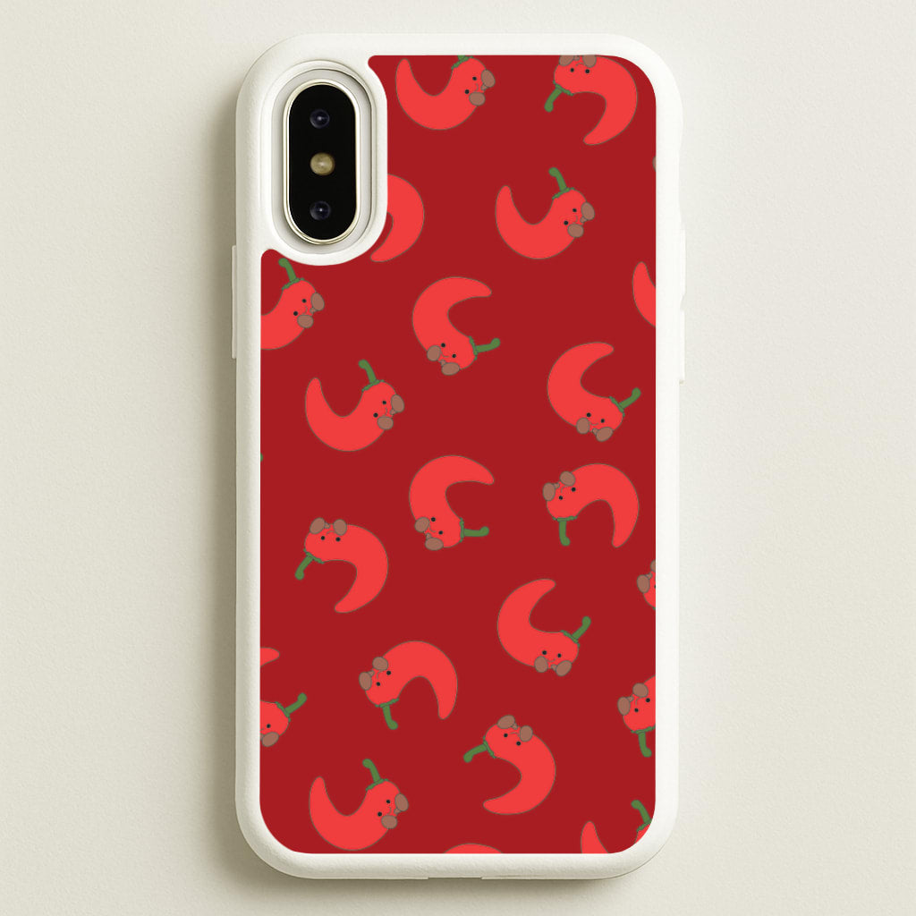 Red Chilli Pattern - Plushy Phone Case for iPhone X / XS