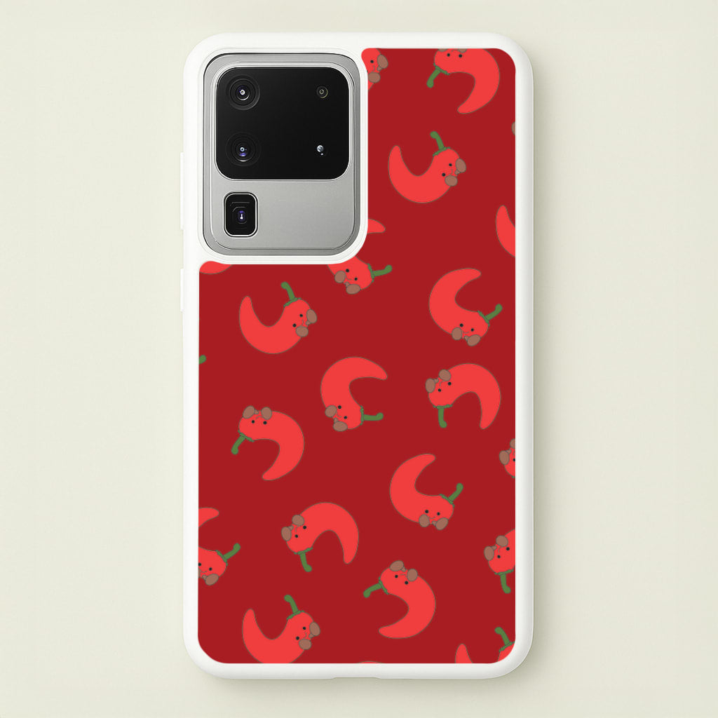 Red Chilli Pattern - Plushy Phone Case for Galaxy S20 Ultra