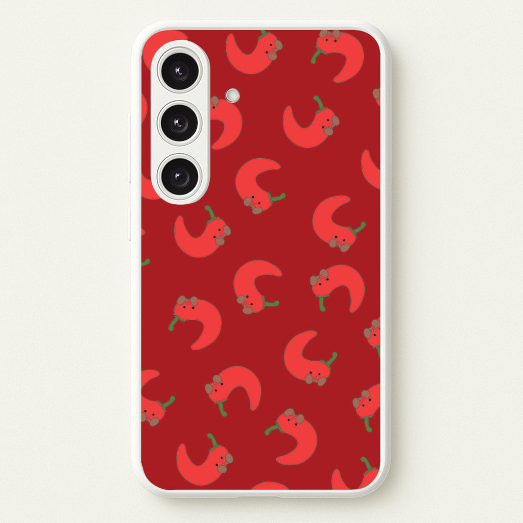 Red Chilli Pattern - Plushy Phone Case for Galaxy S24
