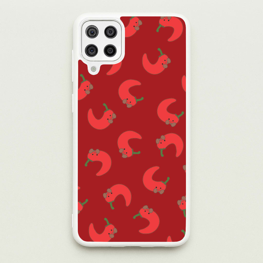 Red Chilli Pattern - Plushy Phone Case for Galaxy A12