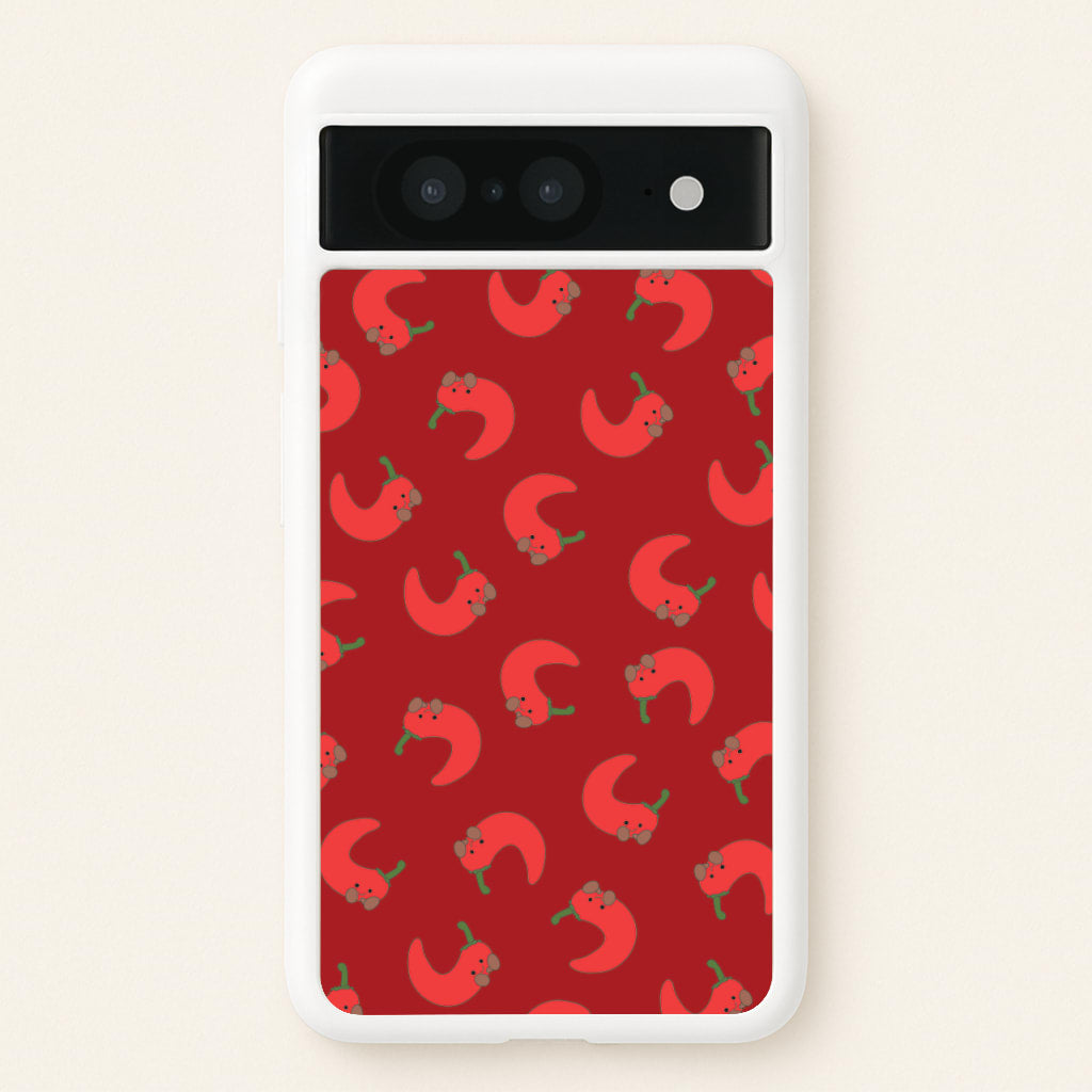 Red Chilli Pattern - Plushy Phone Case for Google Pixel 8
