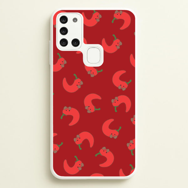 Red Chilli Pattern - Plushy Phone Case for Galaxy A21s