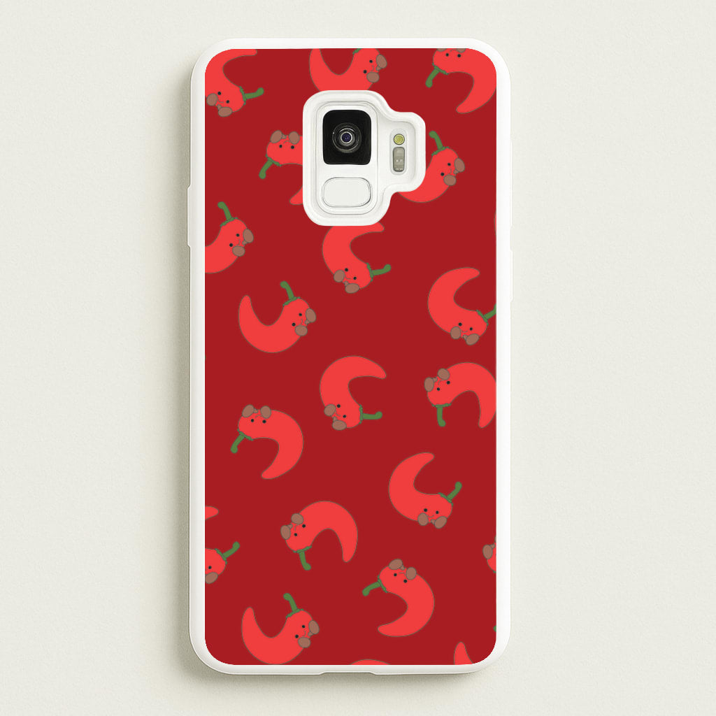 Red Chilli Pattern - Plushy Phone Case for Galaxy S9