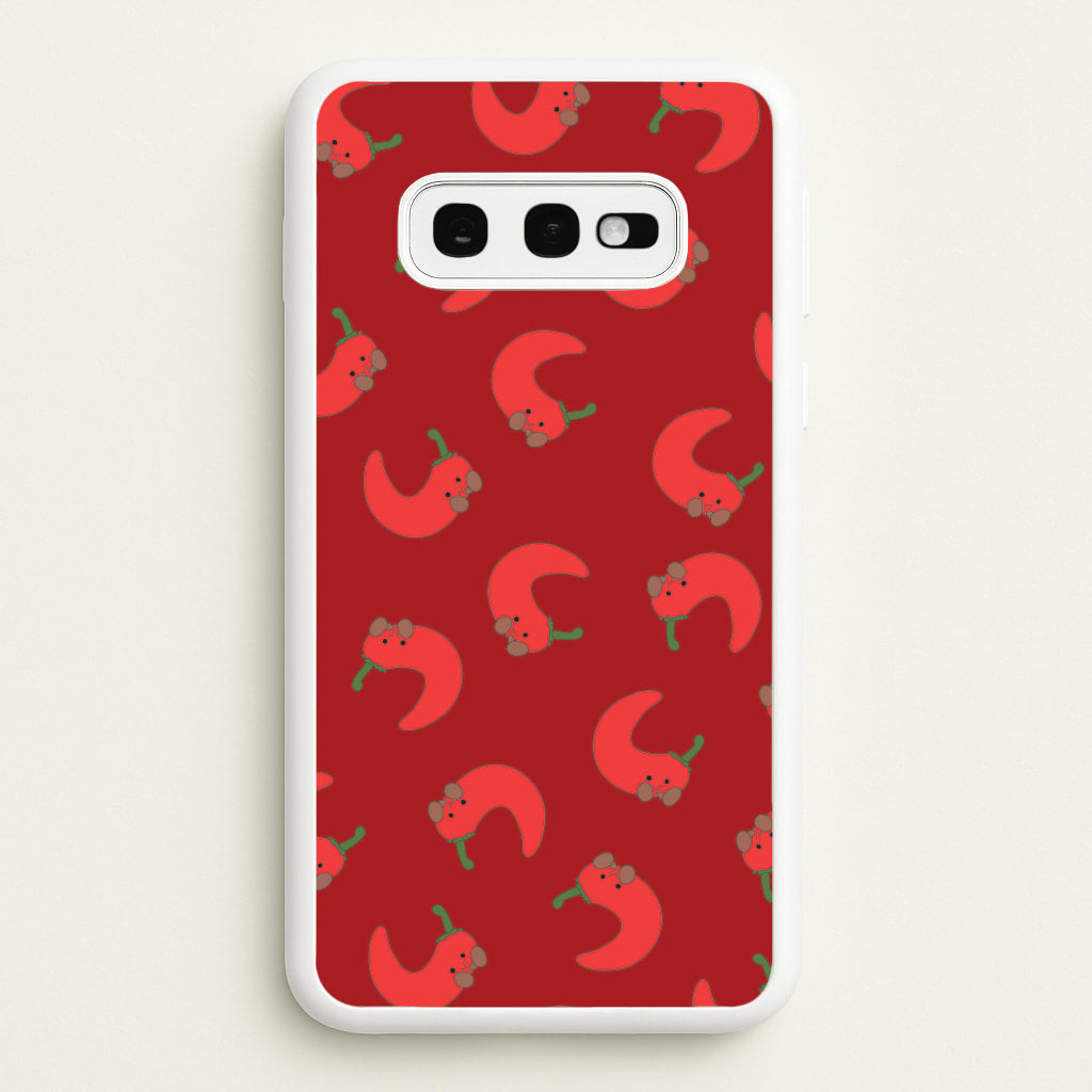 Red Chilli Pattern - Plushy Phone Case for Galaxy S10e