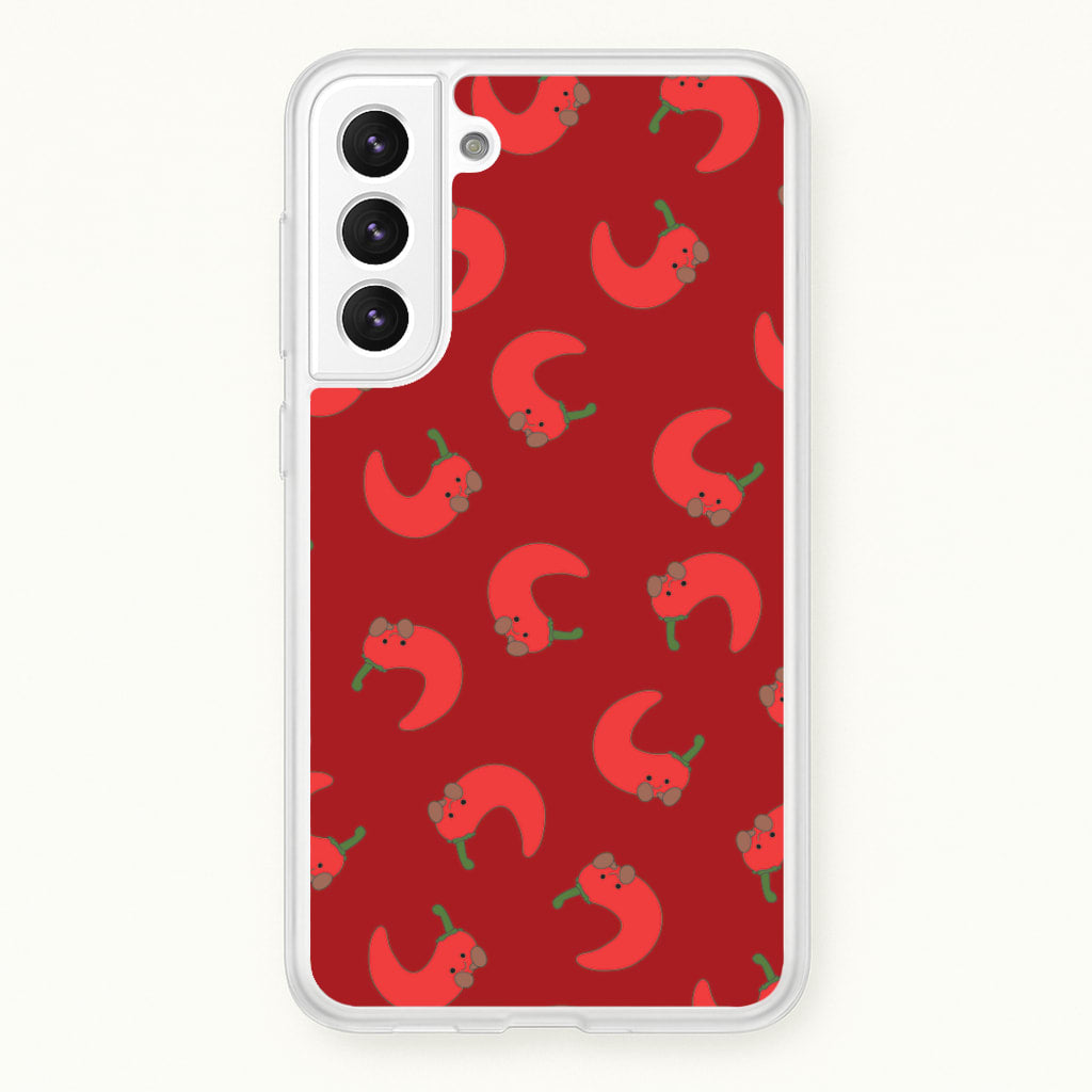 Red Chilli Pattern - Plushy Phone Case for Galaxy S22 Plus