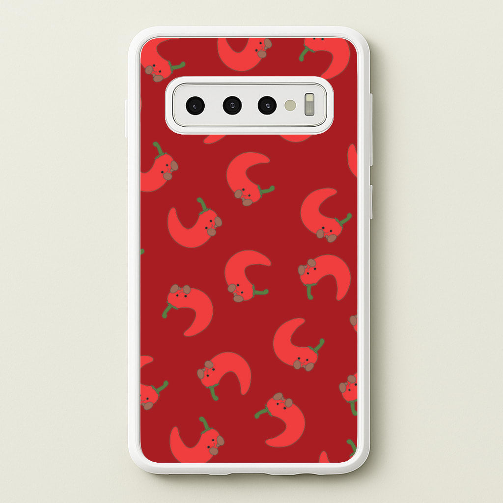 Red Chilli Pattern - Plushy Phone Case for Galaxy S10 Plus