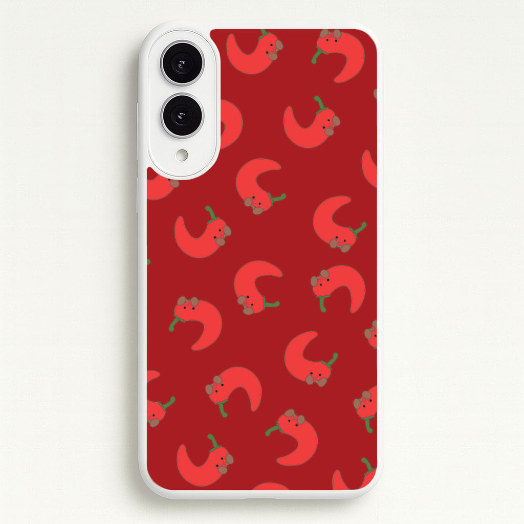 Red Chilli Pattern - Plushy Phone Case for Galaxy S25 Edge