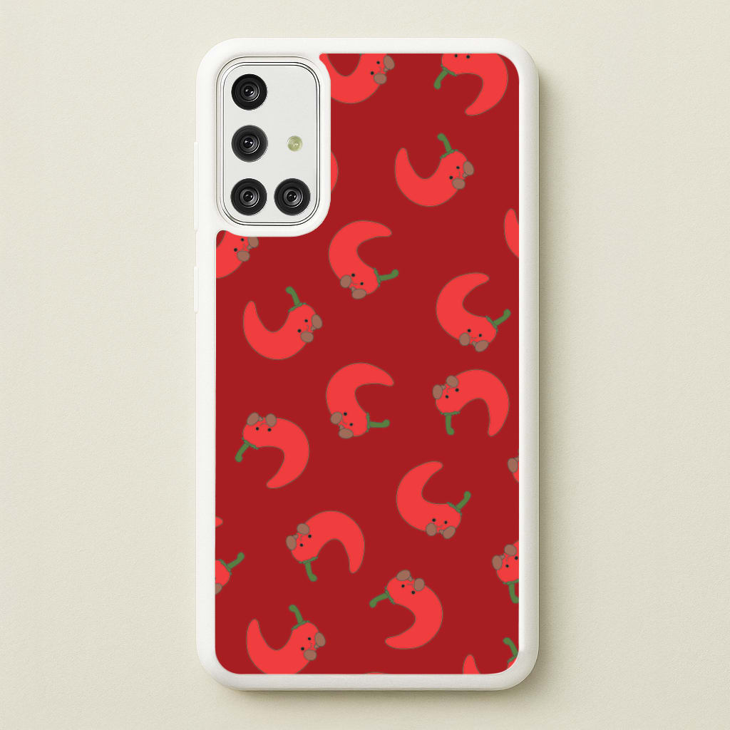 Red Chilli Pattern - Plushy Phone Case for Galaxy A71