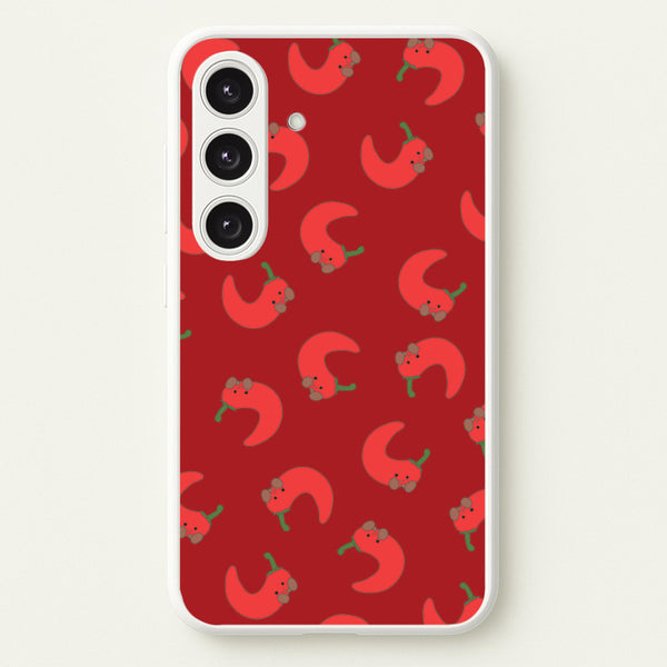 Red Chilli Pattern - Plushy Phone Case for Galaxy S25
