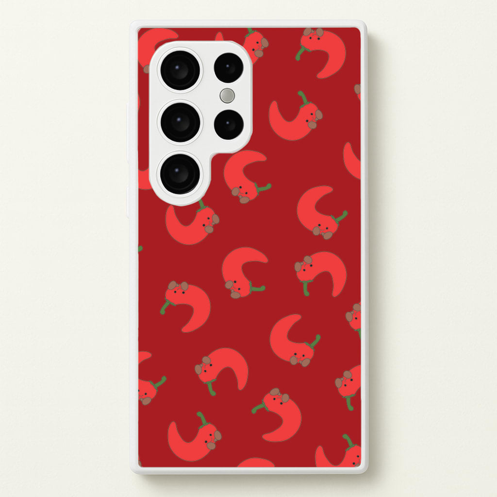 Red Chilli Pattern - Plushy Phone Case for Galaxy S24 Ultra