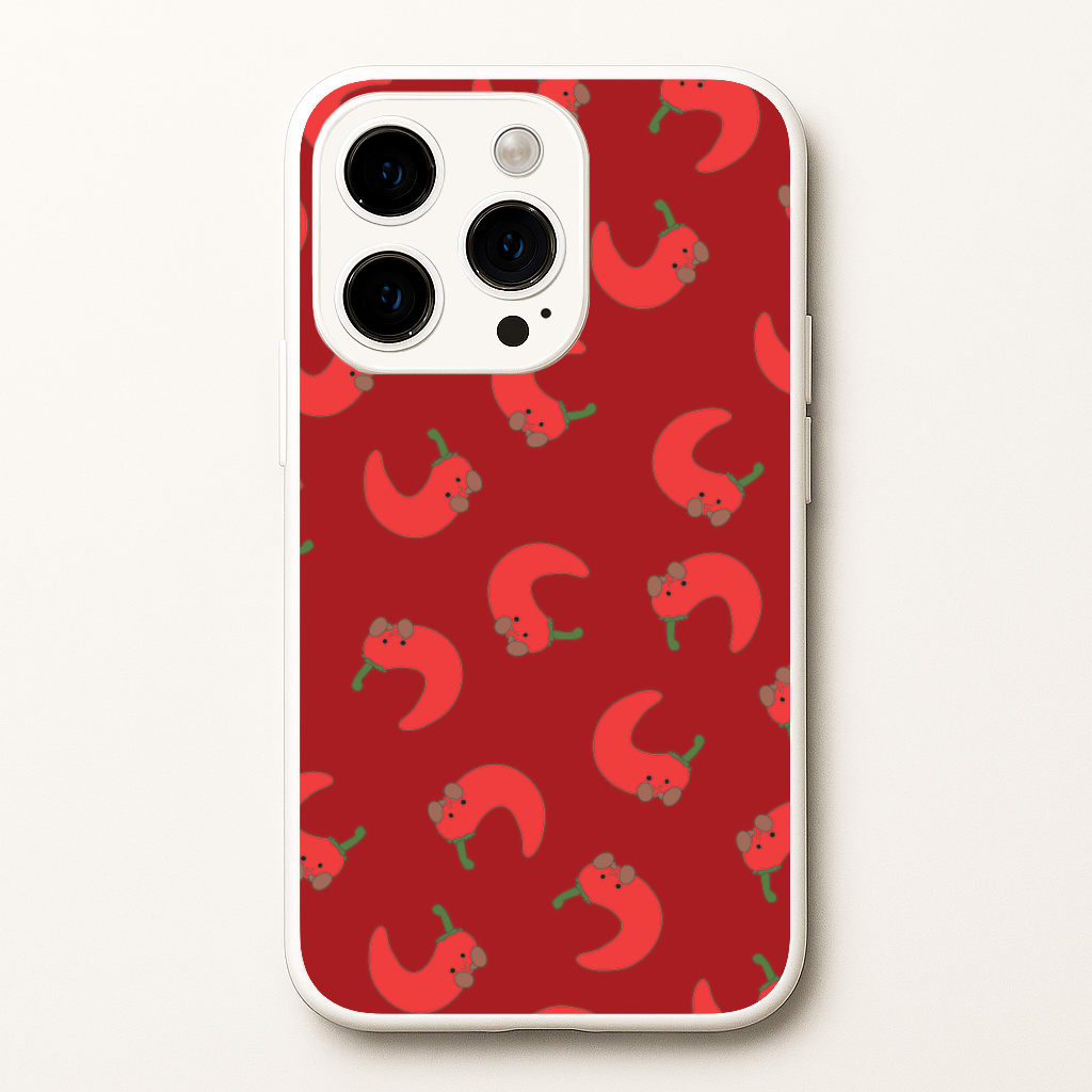 Red Chilli Pattern - Plushy Phone Case for iPhone 14 Pro