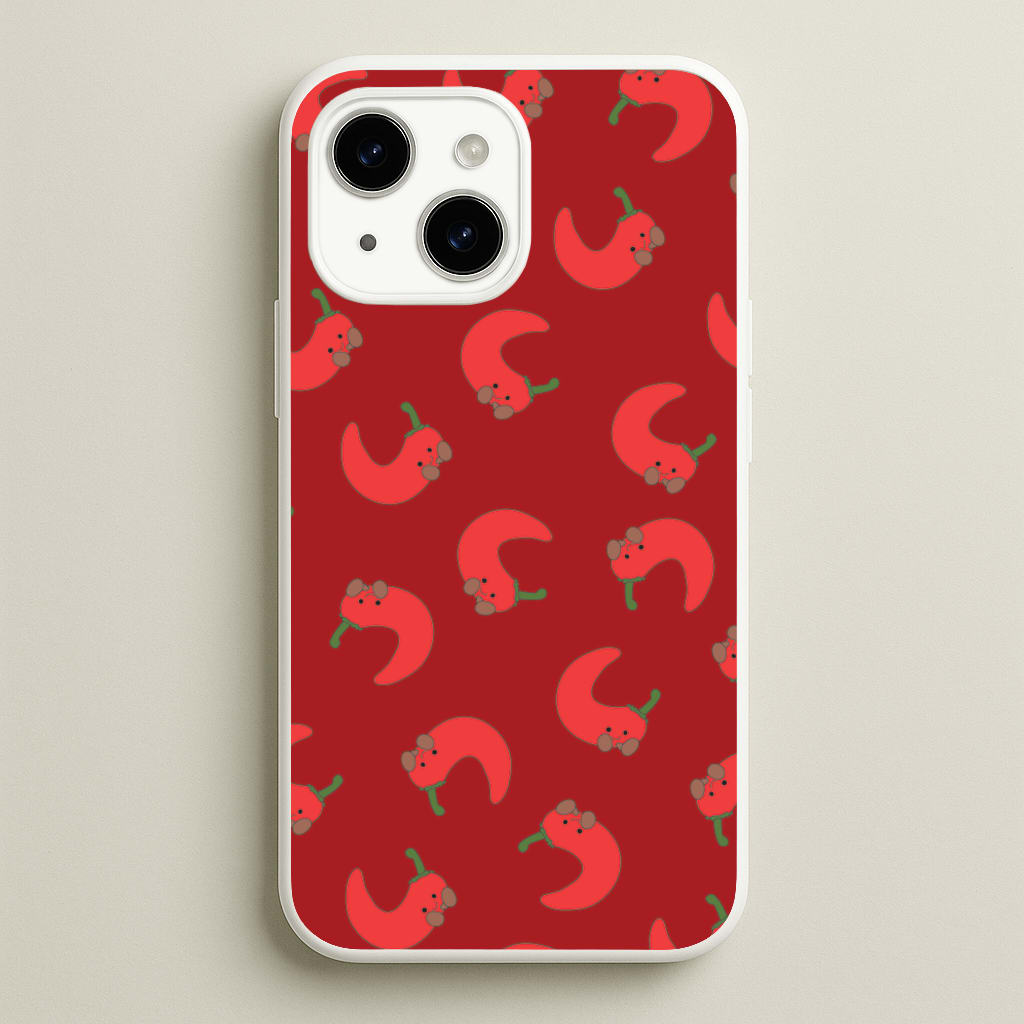 Red Chilli Pattern - Plushy Phone Case for iPhone 14