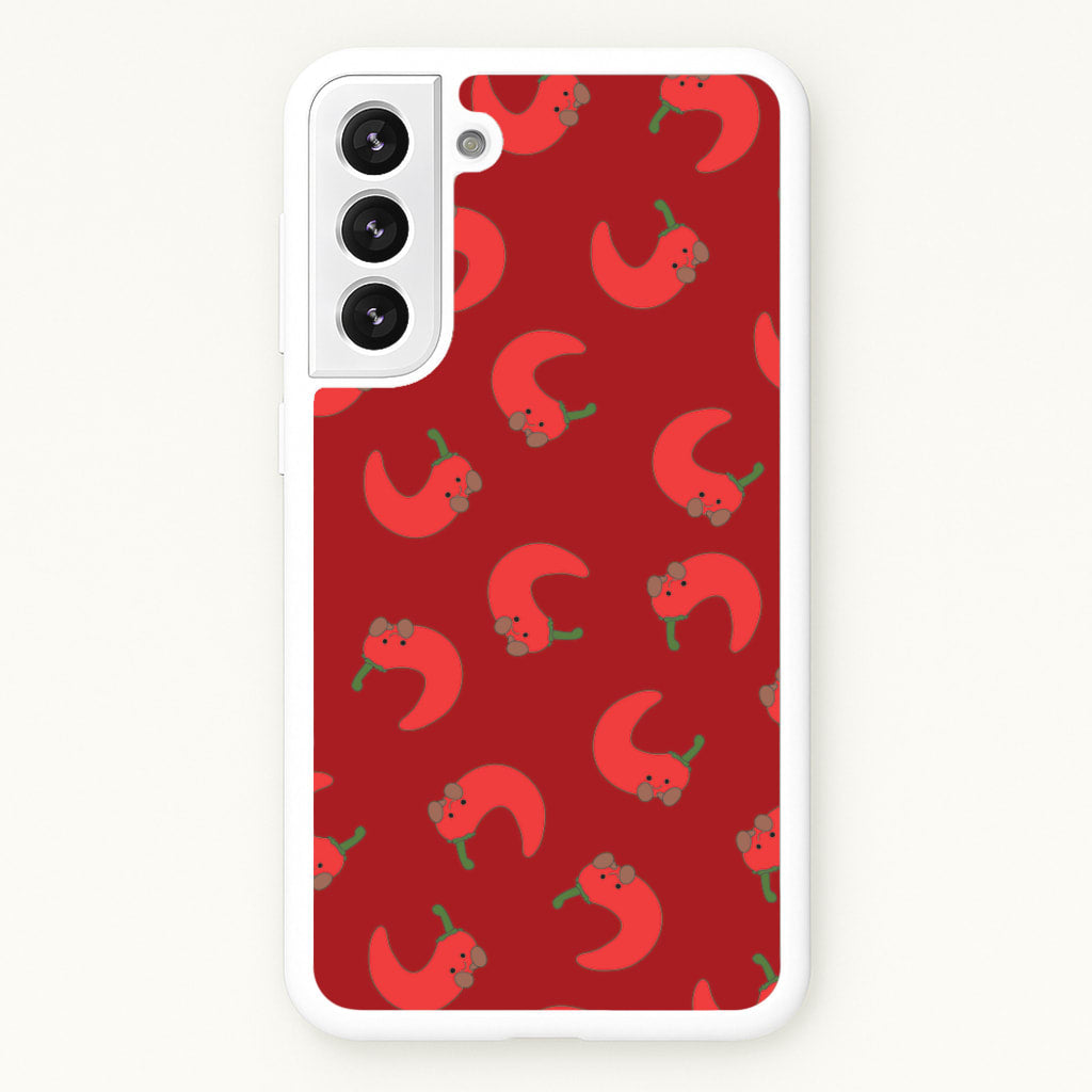 Red Chilli Pattern - Plushy Phone Case for Galaxy S21