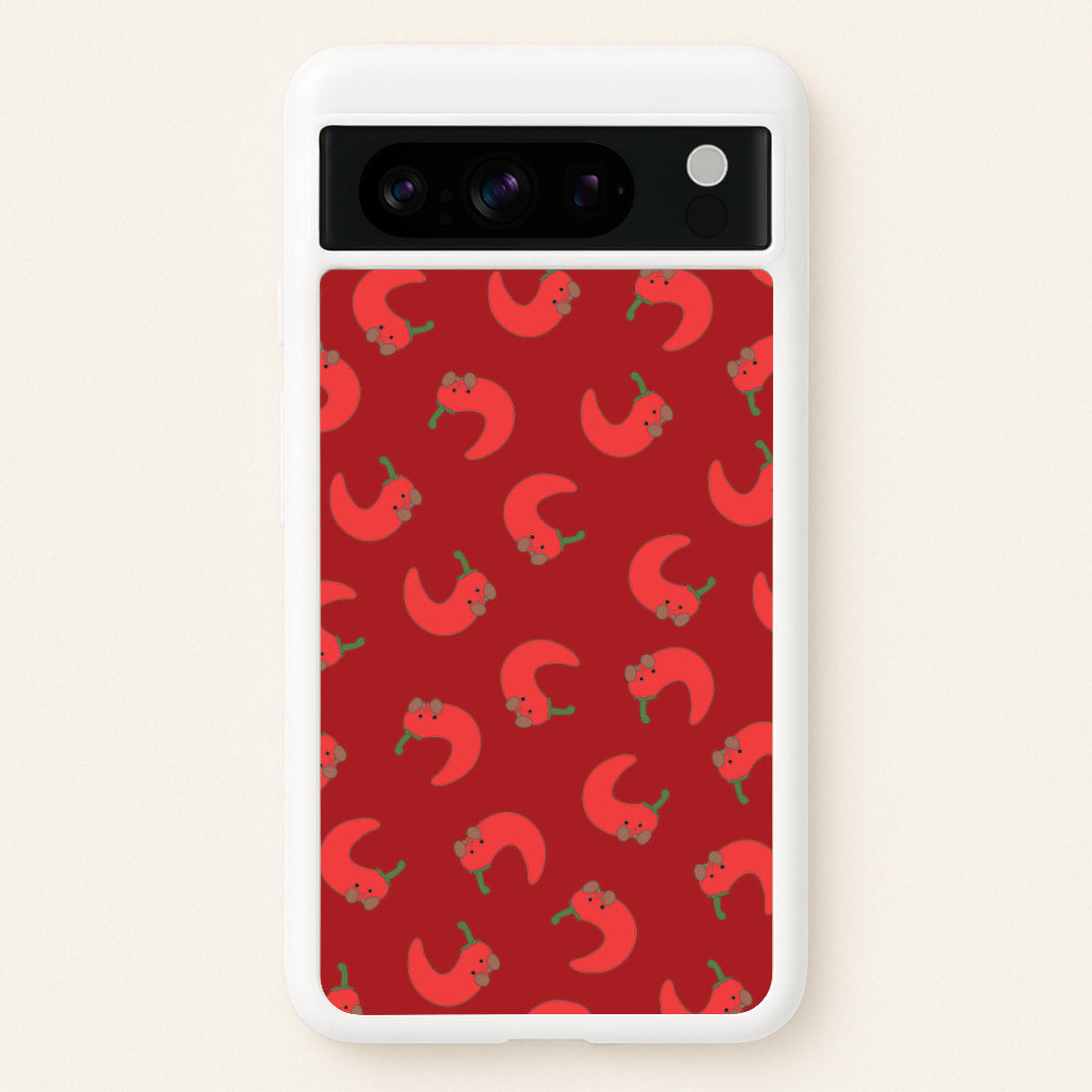 Red Chilli Pattern - Plushy Phone Case for Google Pixel 8 Pro
