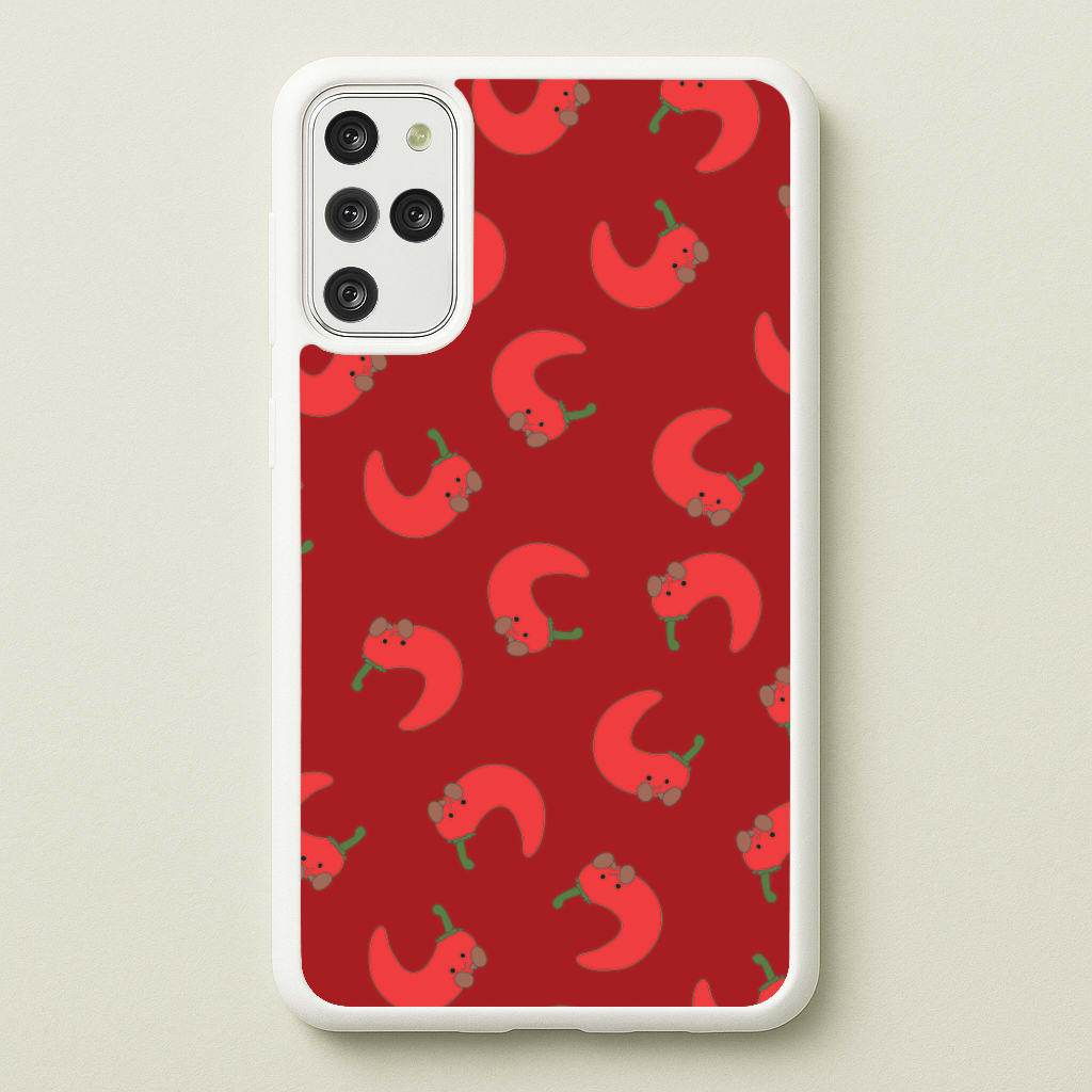 Red Chilli Pattern - Plushy Phone Case for Galaxy S20 Plus
