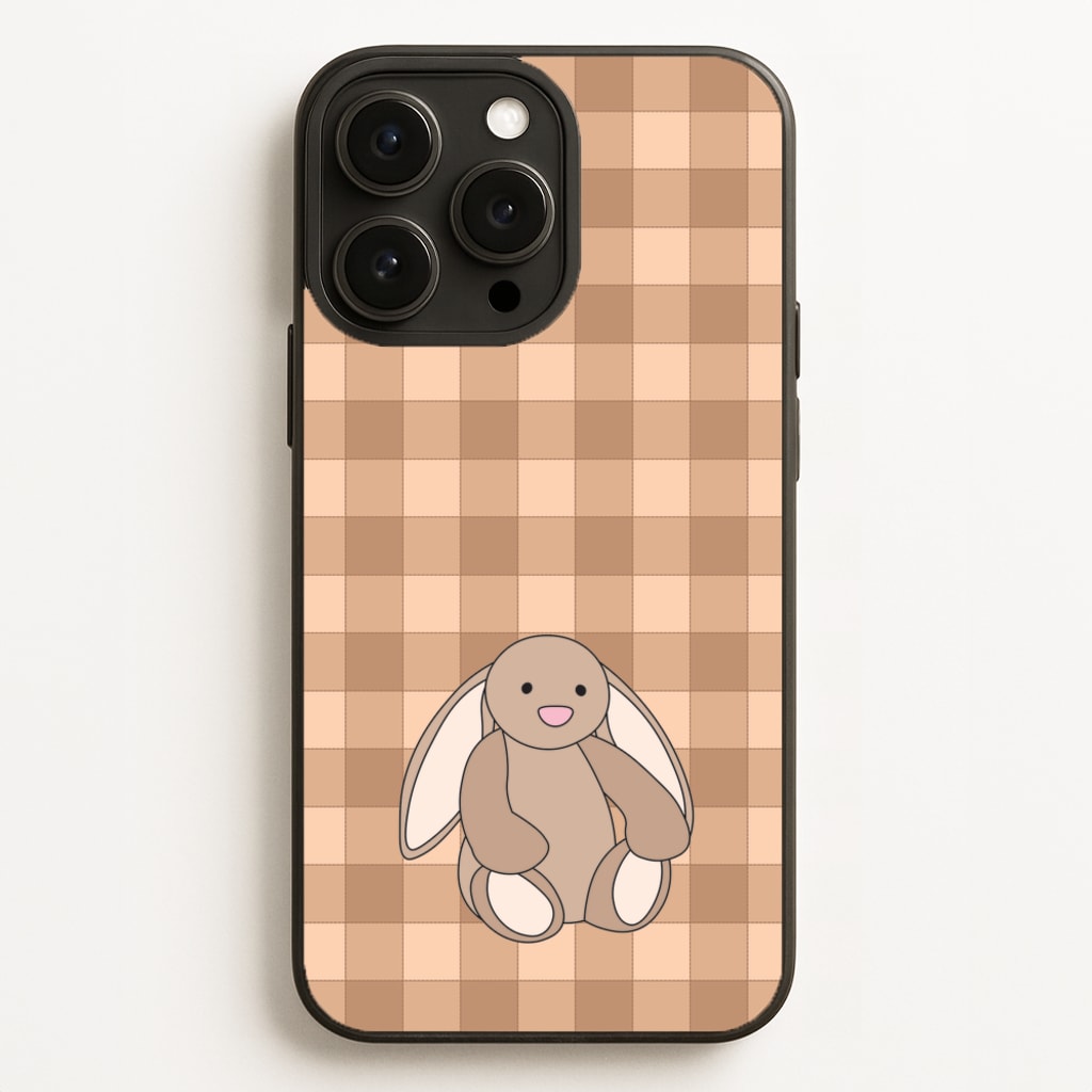 Bunny Checkered Pattern - Plushy Phone Case for iPhone 16 Pro Max