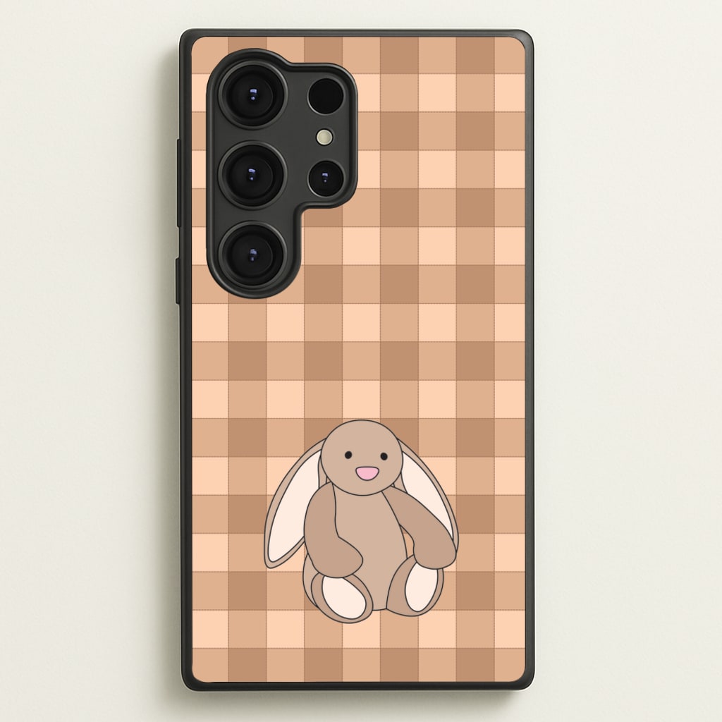 Bunny Checkered Pattern - Plushy Phone Case for Galaxy S25 Ultra