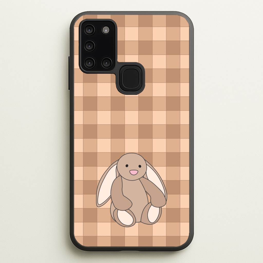 Bunny Checkered Pattern - Plushy Phone Case for Galaxy A21s