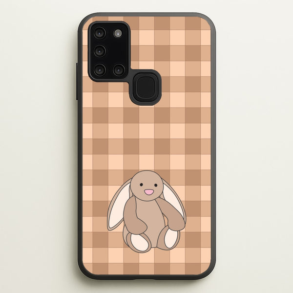 Bunny Checkered Pattern - Plushy Phone Case for Galaxy A21s