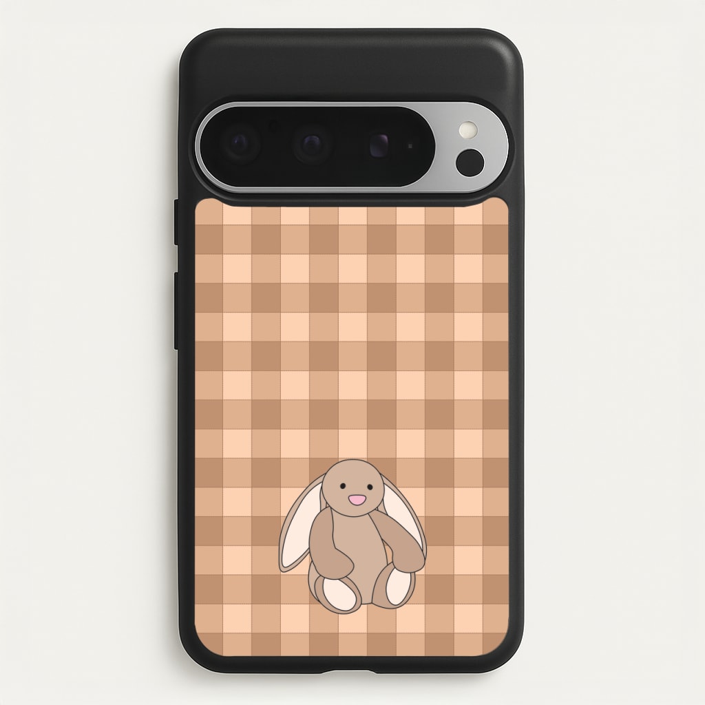 Bunny Checkered Pattern - Plushy Phone Case for Google Pixel 9 Pro XL
