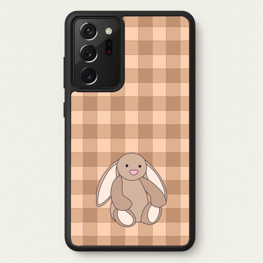Bunny Checkered Pattern - Plushy Phone Case for Galaxy Note 20 Ultra