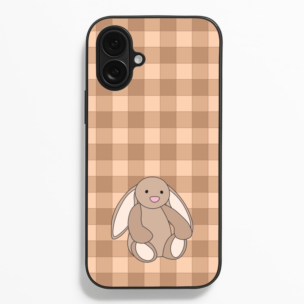 Bunny Checkered Pattern - Plushy Phone Case for iPhone 16 Plus