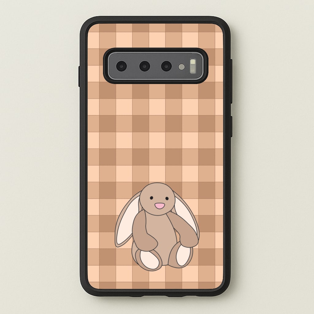 Bunny Checkered Pattern - Plushy Phone Case for Galaxy S10 Plus