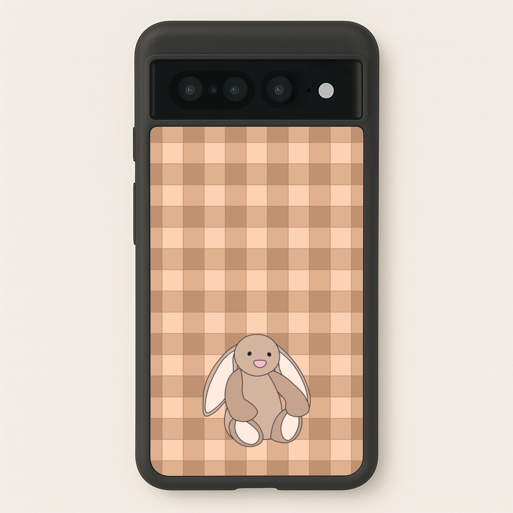 Bunny Checkered Pattern - Plushy Phone Case for Google Pixel 7 Pro