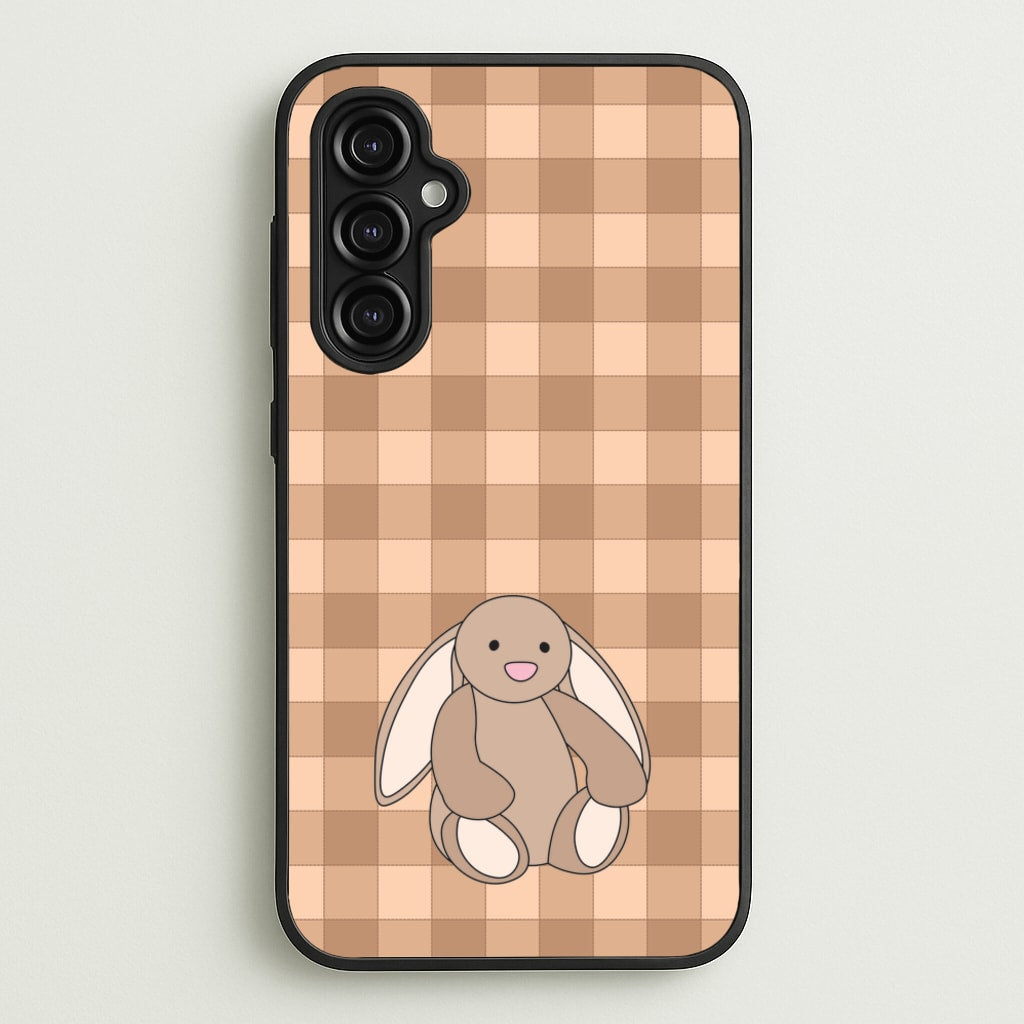 Bunny Checkered Pattern - Plushy Phone Case for Galaxy A14
