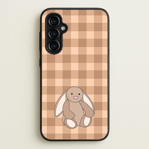 Bunny Checkered Pattern - Plushy Phone Case for Galaxy A54