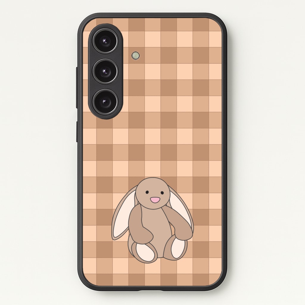 Bunny Checkered Pattern - Plushy Phone Case for Galaxy S25 Plus