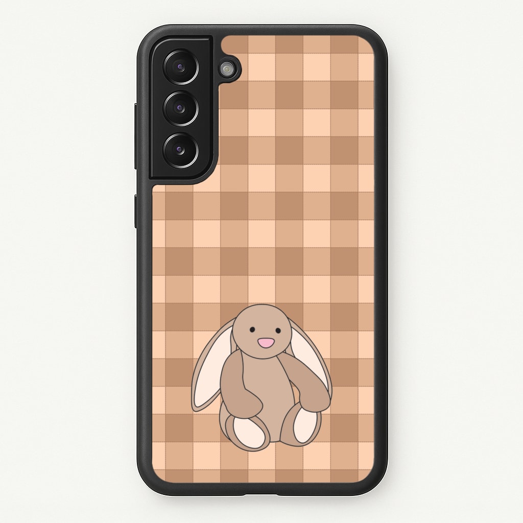 Bunny Checkered Pattern - Plushy Phone Case for Galaxy S22 Plus