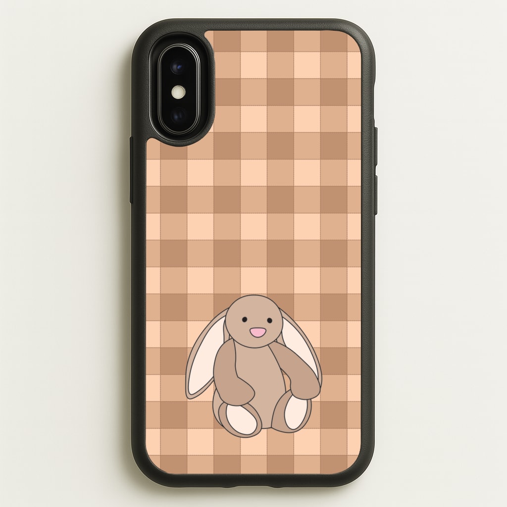 Bunny Checkered Pattern - Plushy Phone Case for iPhone X / XS
