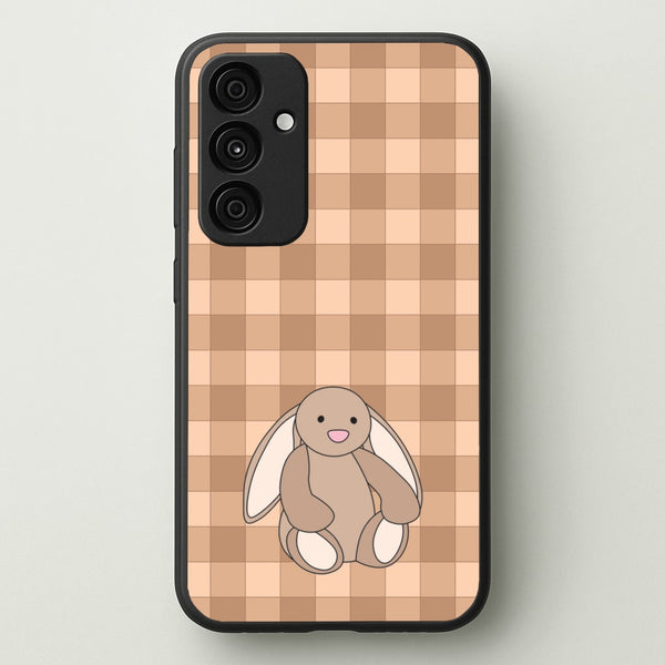 Bunny Checkered Pattern - Plushy Phone Case for Galaxy A15
