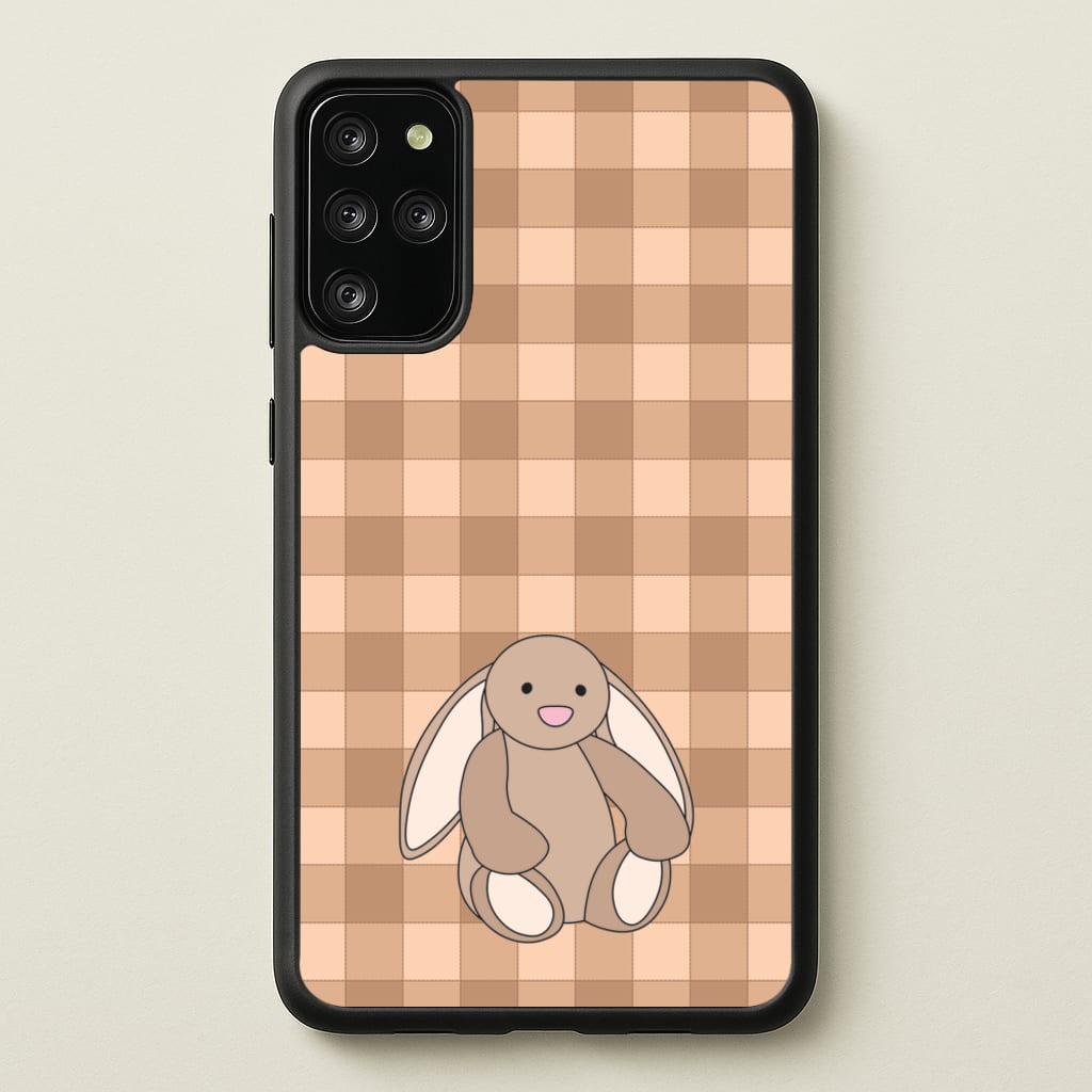 Bunny Checkered Pattern - Plushy Phone Case for Galaxy S20 Plus