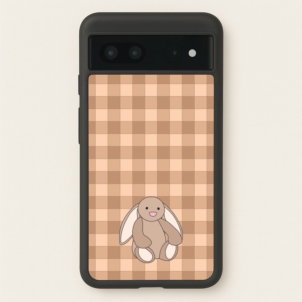 Bunny Checkered Pattern - Plushy Phone Case for Google Pixel 7