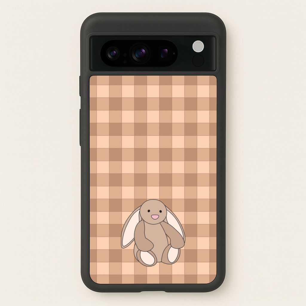 Bunny Checkered Pattern - Plushy Phone Case for Google Pixel 8 Pro